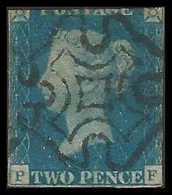 Great Britain. 1840 2d Blue.  Cat.value R23 000-00.