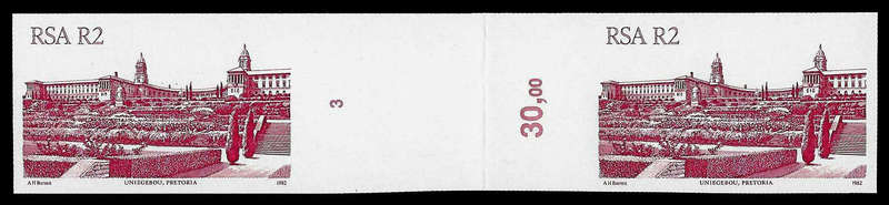 Republic of South Africa. R2-00 Imperforated Gutter Pair.  UM.