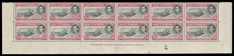 Ascension. Plate Block / Imprint Block.  Cat.value R12 600-00.  UM.