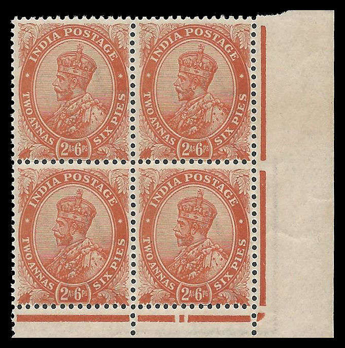 India. King George V block of 4. Cat.value R480-00. UM.