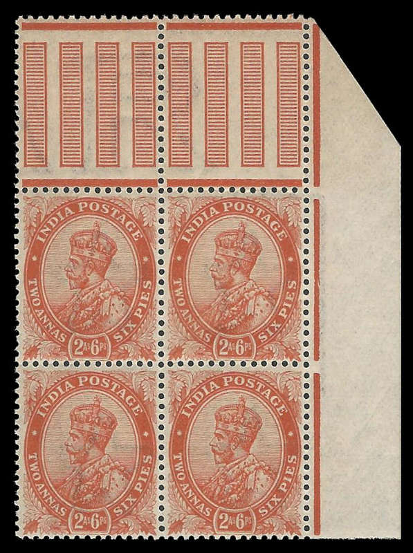 India. King George V block of 4. Cat.value R480-00. UM.