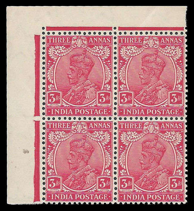 India. King George V block of 4. Cat.value R2 000-00. UM.