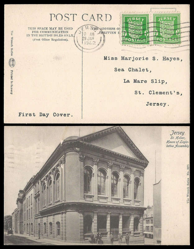 Great Britain - Jersey.  German Occupation.  Postcard with First Day Cancellation.