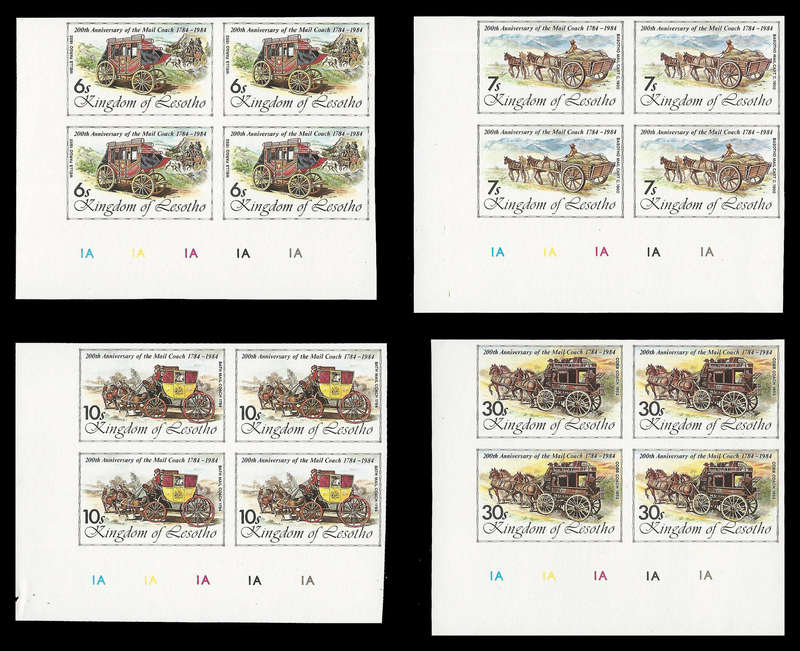 Lesotho.  Imperforated Control Blocks.  UM.