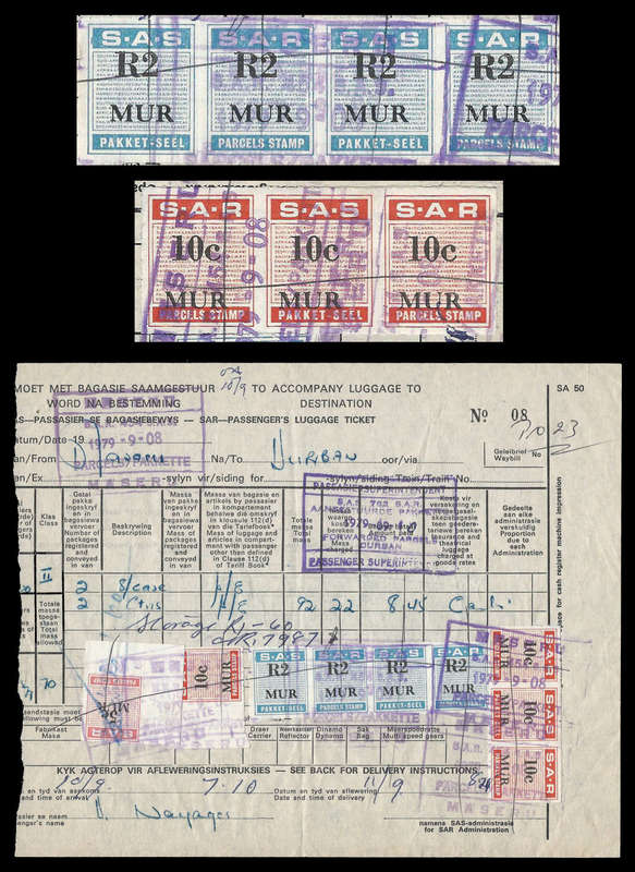 Lesotho.  S.A.R. Waybill (Maseru to Durban).  3 Horisontal pairs.
