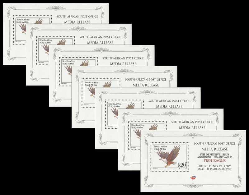 Republic of South Africa.  1997 R20-00 Fish Eagle Media Release x 7.  Unmounted mint.