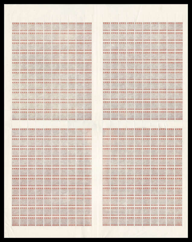 South African Railways. Probably the only uncut sheet in existence. Consists of 200 Proof Pairs.