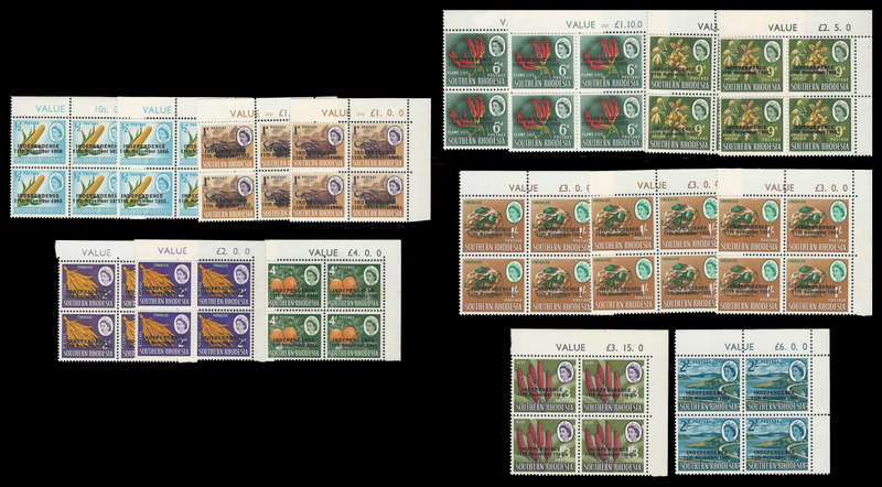 Rhodesia. 16 x Sheet Value Blocks. UM.