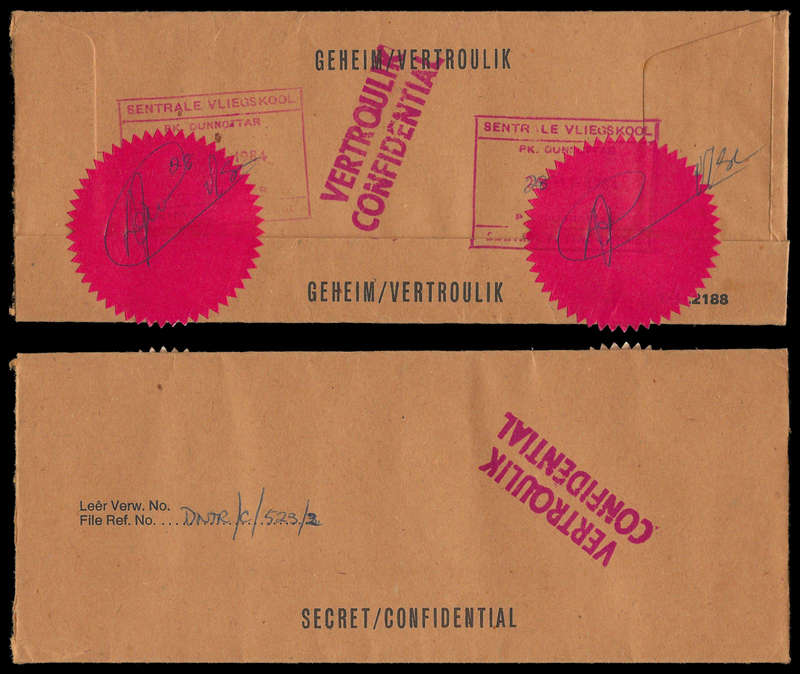 South Africa. 1984 Cover with CONFIDENTIAL cachet as well as Central Flying School cachet.