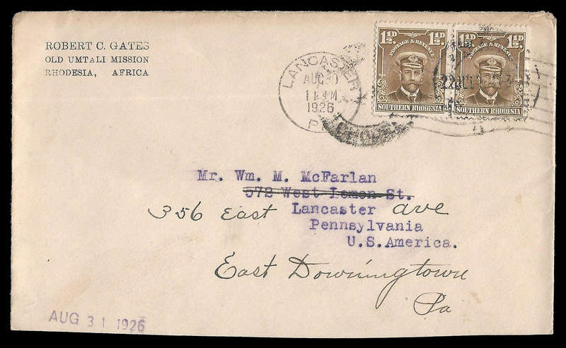 Southern Rhodesia.  1926 Cover to U.S.A.