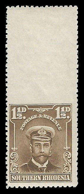 Southern Rhodesia.  Imperf Gutter Margin.  Cat.value R2 000-00+.