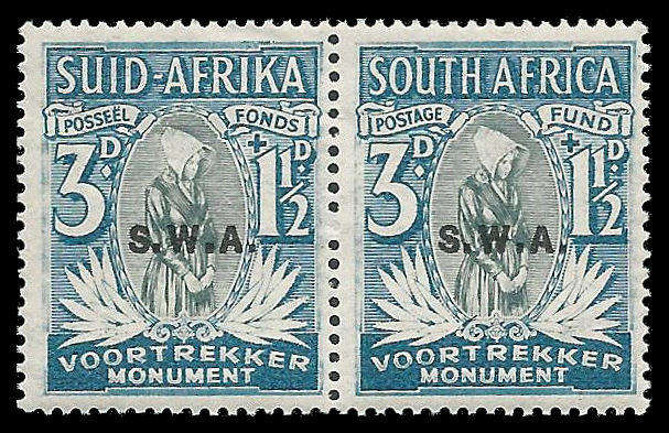 South West Africa.  Overprint shifted to centre.  Cat.value R2 000-00.  UM.