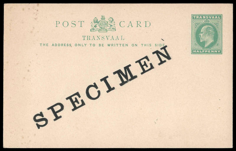 Transvaal.  Specimen Postal Stationary Card.
