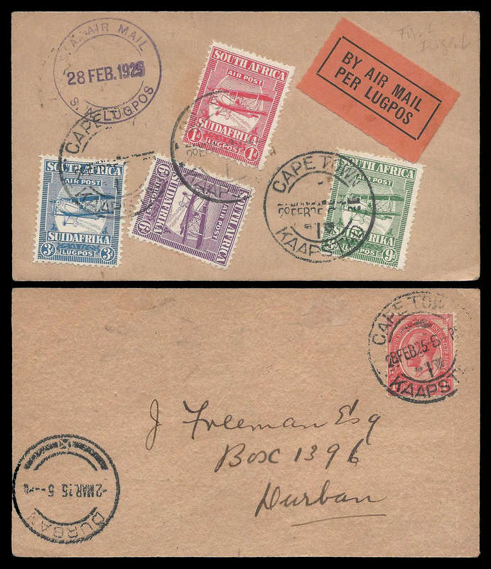 Union of South Africa.  25 February 1925 flown cover.