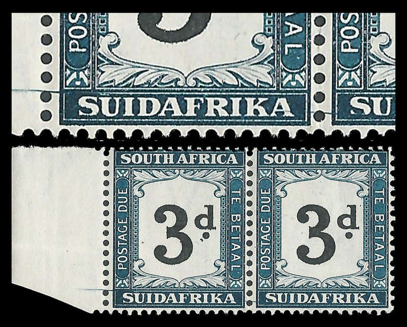 Union of South Africa. Postage Due. Pair with UHB V5 variety. Cat.value R870-00+.