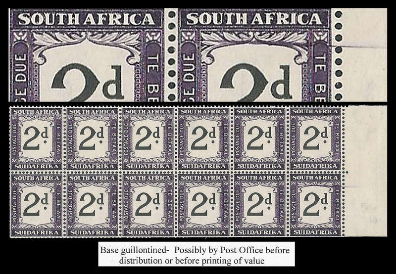 Union of South Africa. Postage Due. Cat.value as basic R13 600-00.  Doctors Blade and guillotined.
