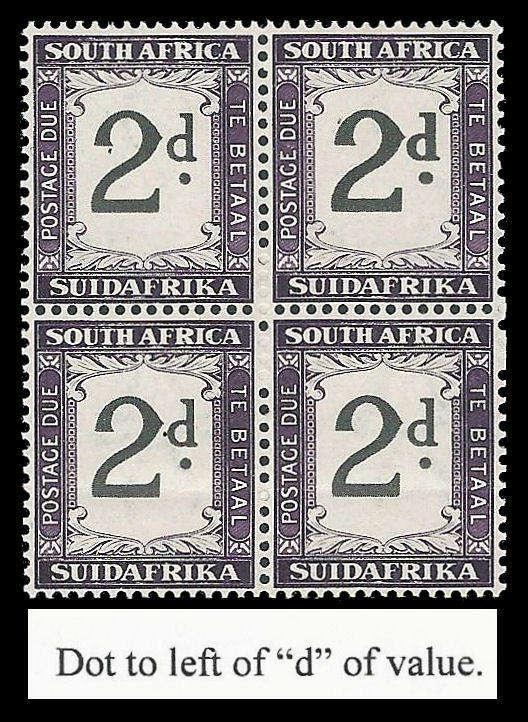 Union of South Africa.  Postage Due.  INV WMK with variety.  Cat.value R4 760-00.