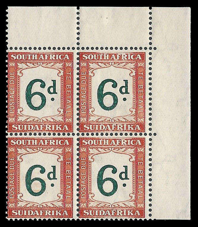 Union of South Africa.  Postage Due.  INV WMK.  Cat.value R3 000-00.  UM.