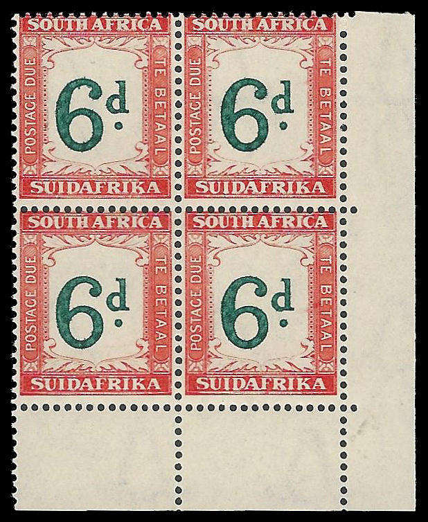 Union of South Africa.  Postage Due.  INV WMK.  Cat.value R1 800-00.  UM.