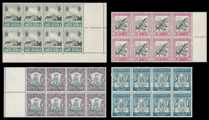 Union of South Africa.  Compl set in blocks of 8.  UM.  Cat.value R4 800-00.