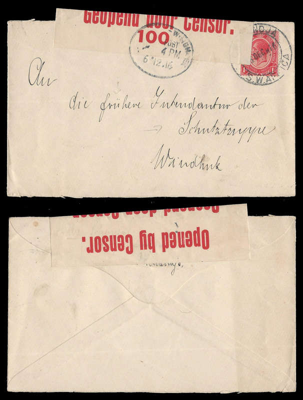 South West Africa.  1916 Censored Cover from Okahandja to Windhoek.