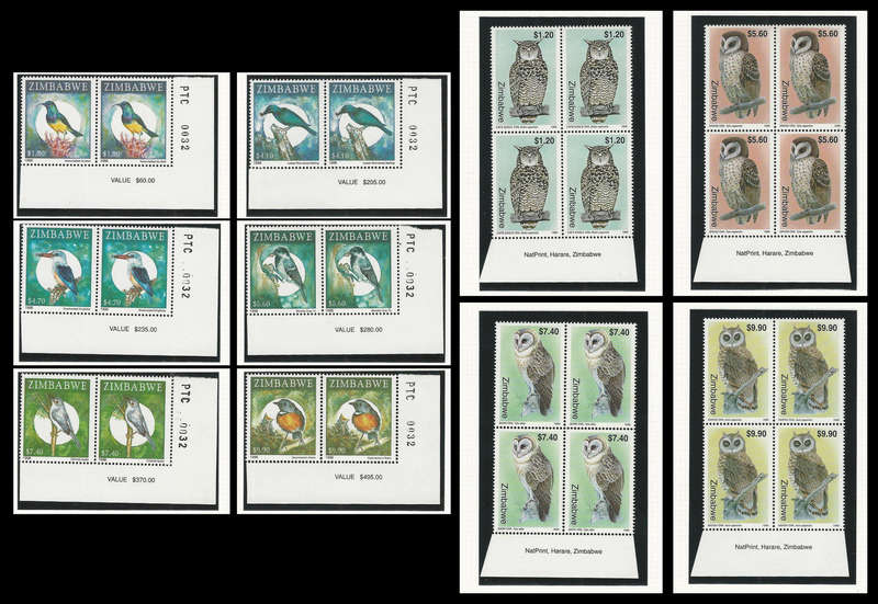 Birds and Owls. Zimbabwe. Cat.value R960-00. UM.