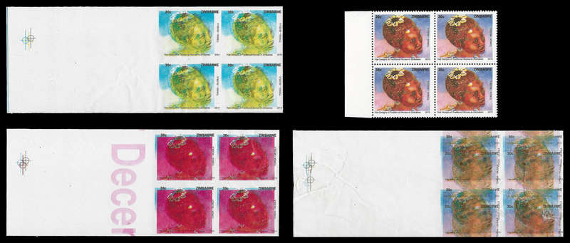 Zimbabwe.  Imperforated Misaligned Progressive Proofs.  UM.