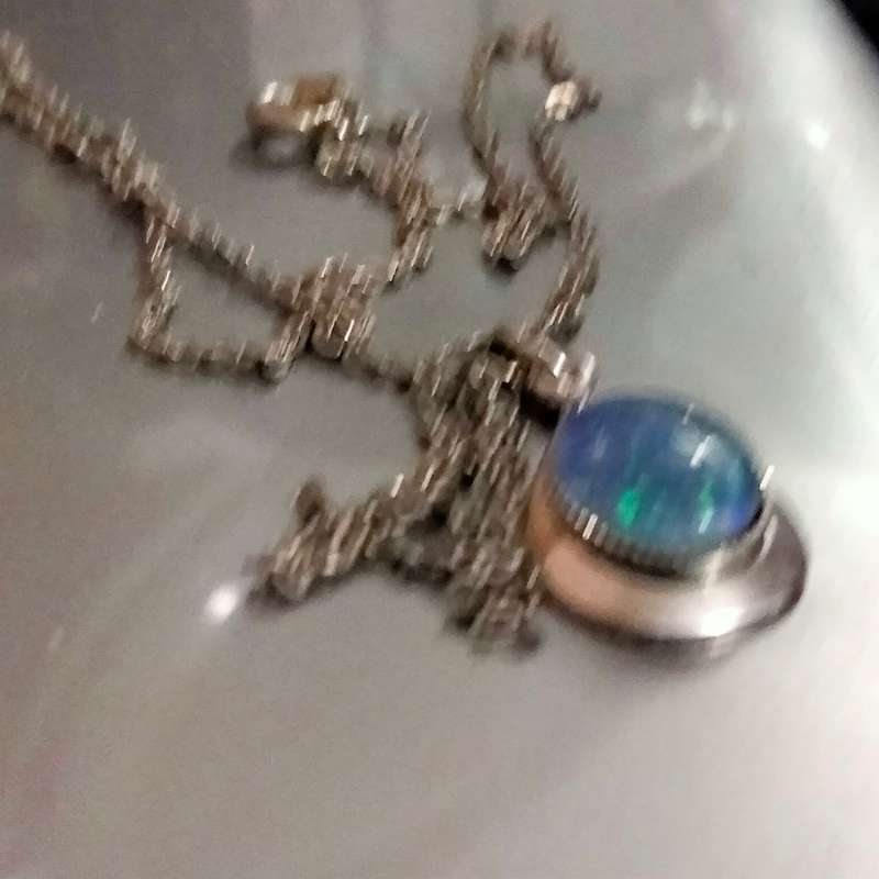 Sterling Silver Opal blue firelight tear drop Pendant Necklace+A ChainLOOK at my Buy Now  NO WAITING