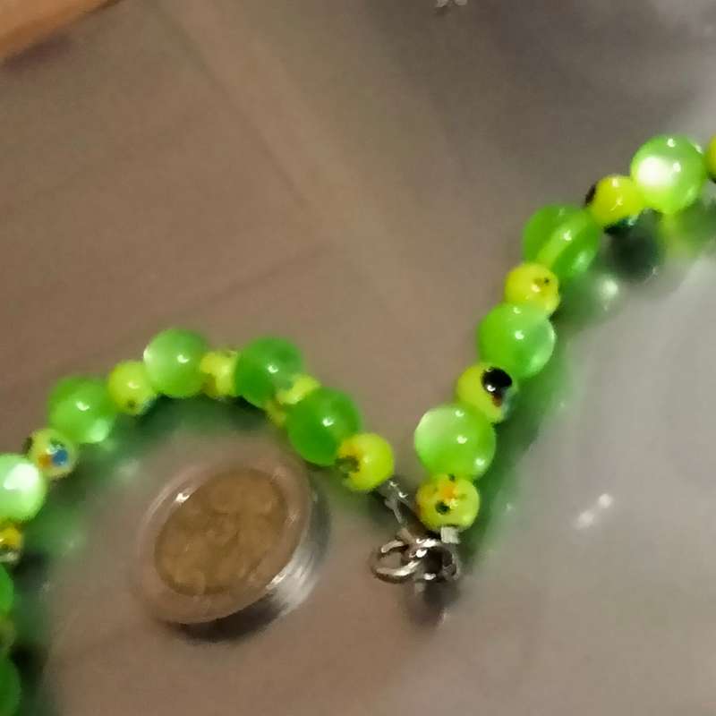 Necklace Murano Art glass hand blown beads dots Green+Synthetic round Look at my Buy Now No Waiting