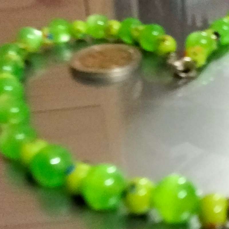 Necklace Murano Art glass hand blown beads dots Green+Synthetic round Look at my Buy Now No Waiting