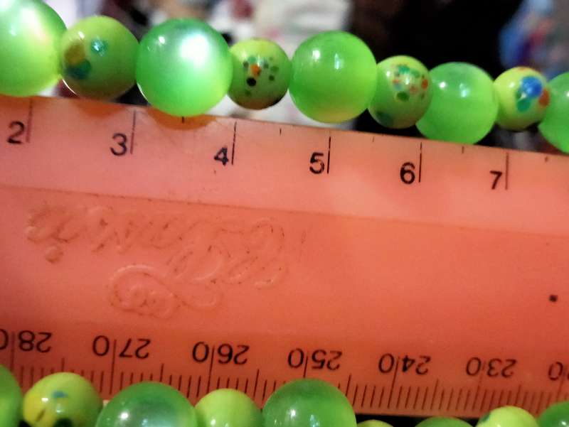 Necklace Murano Art glass hand blown beads dots Green+Synthetic round Look at my Buy Now No Waiting