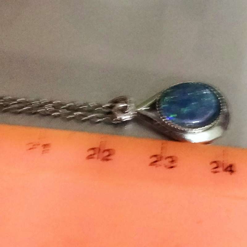 Sterling Silver Opal blue firelight tear drop Pendant Necklace+A ChainLOOK at my Buy Now  NO WAITING