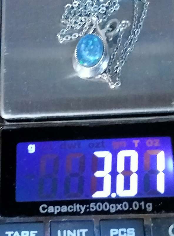 Sterling Silver Opal blue firelight tear drop Pendant Necklace+A ChainLOOK at my Buy Now  NO WAITING