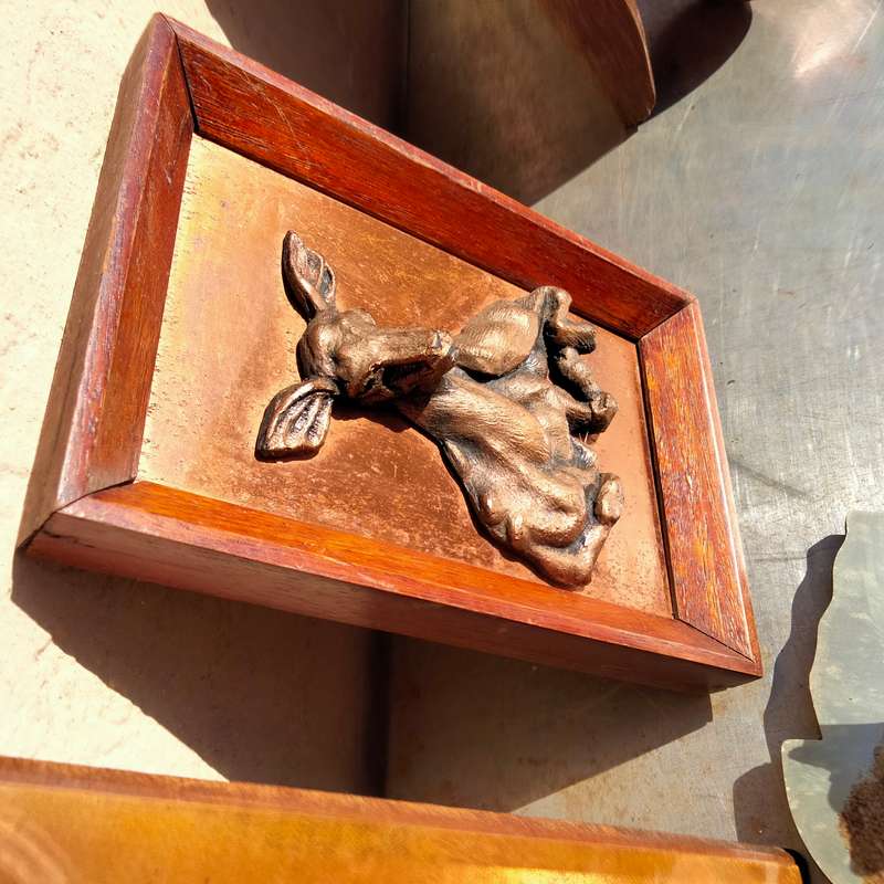 Copper+silver Wall hanging 3D composite2 bucks+1 Elephant To hang WARE*LOOK AtMy BUY NOW noWAIT