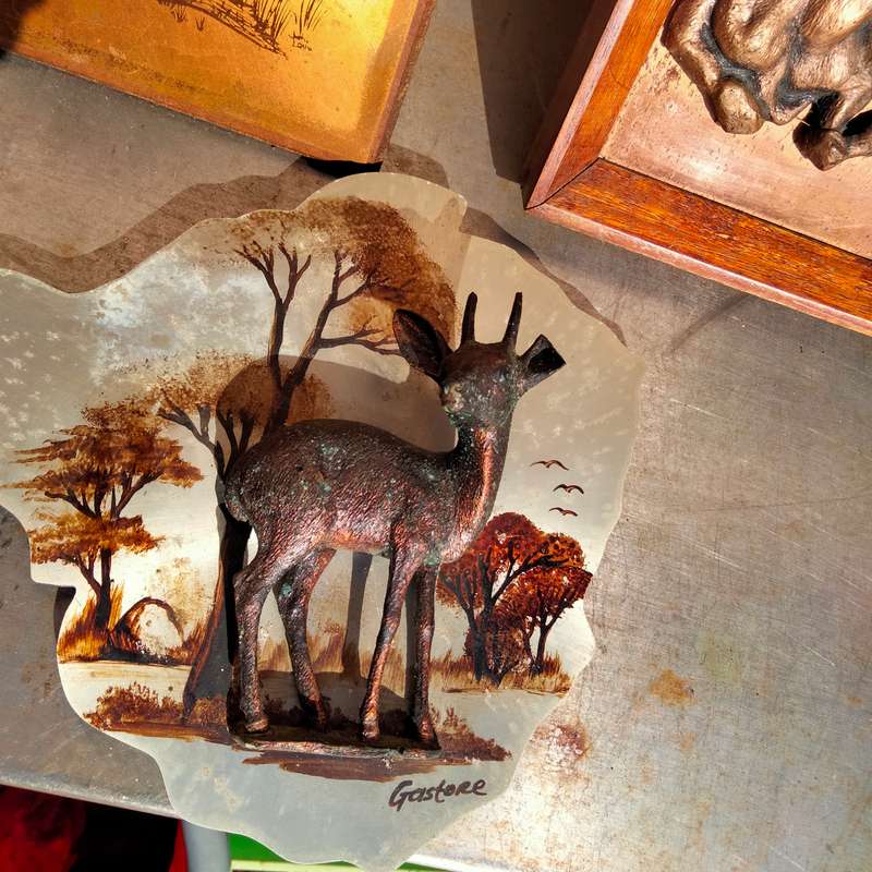 Copper+silver Wall hanging 3D composite2 bucks+1 Elephant To hang WARE*LOOK AtMy BUY NOW noWAIT