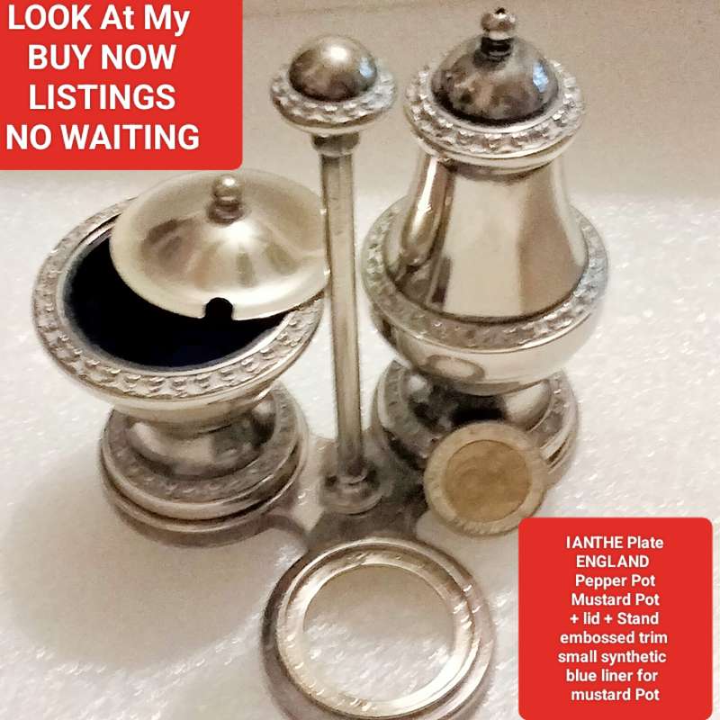 Salts IANTHE England -PEPPER Pot -Mustard Pot Lid + liner Look at my Buy Now listings No Waiting