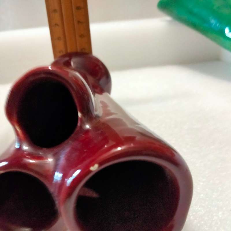 VASE - 3 tube Openings Maroon Ceramic LOOK At My BUY NOW Listings NO WAITING