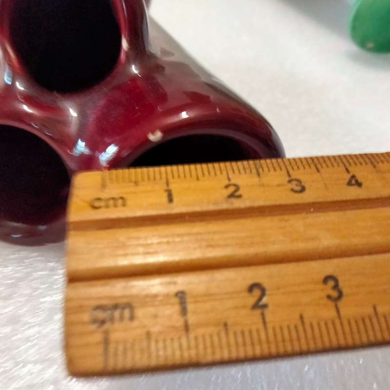 VASE - 3 tube Openings Maroon Ceramic LOOK At My BUY NOW Listings NO WAITING