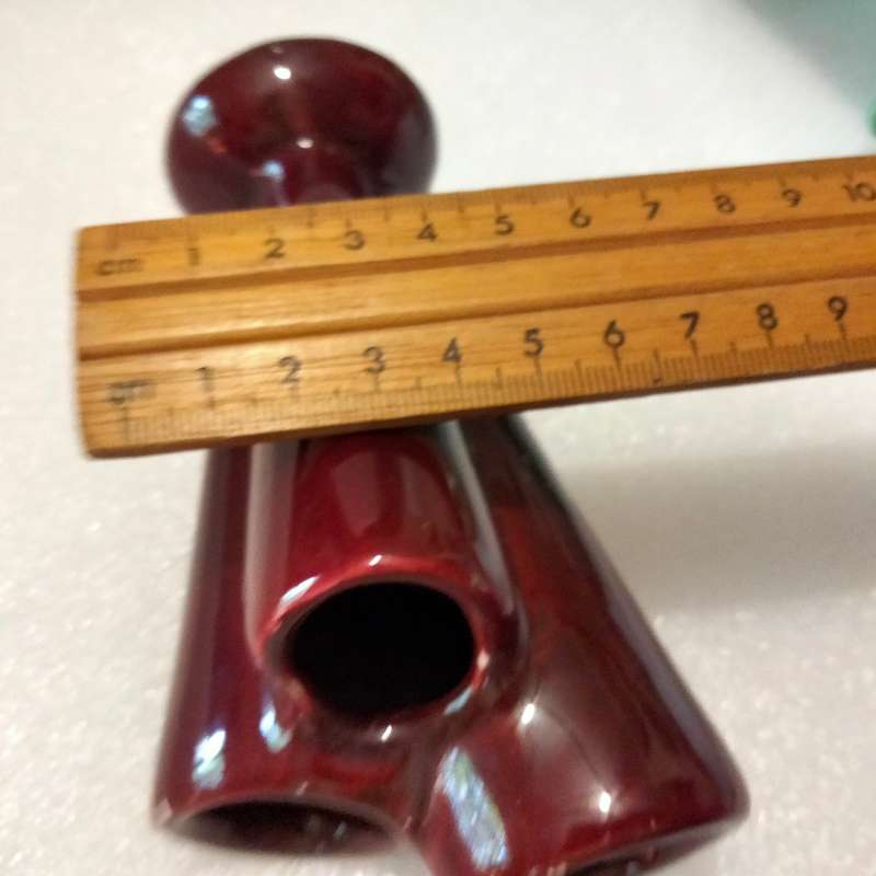 VASE - 3 tube Openings Maroon Ceramic LOOK At My BUY NOW Listings NO WAITING