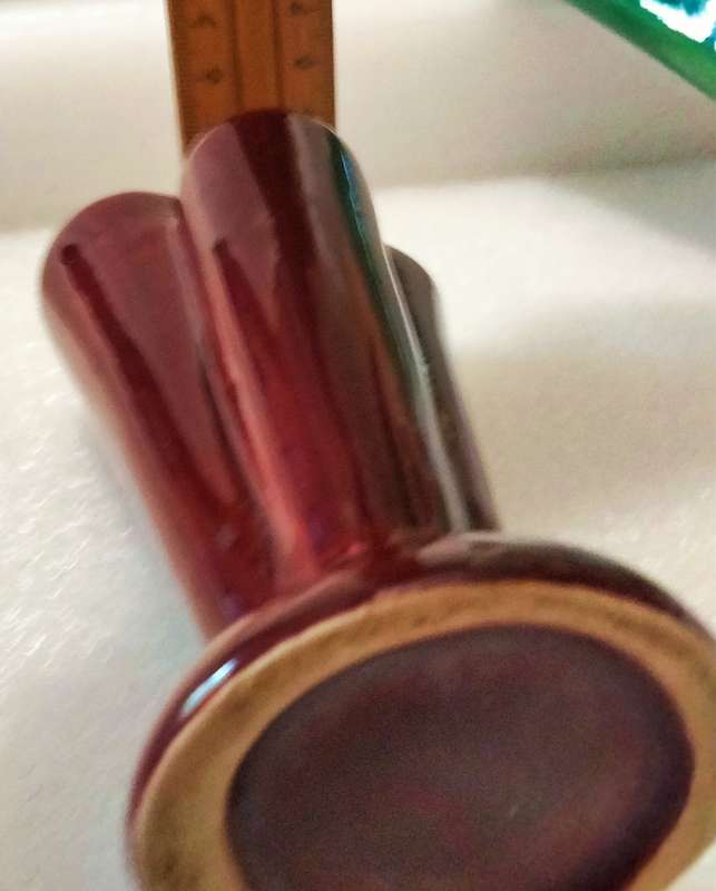 VASE - 3 tube Openings Maroon Ceramic LOOK At My BUY NOW Listings NO WAITING