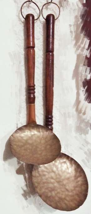 2  Brass Spoons big to hang in Wall  Look at my Buy Now listings No Waiting