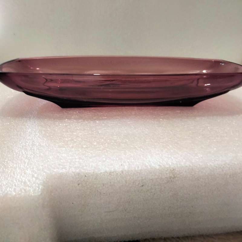 1940/60HAZEL Atlas glass company Amethyst relish dish+2crochet cloths Look at my Buy Now No Waiting