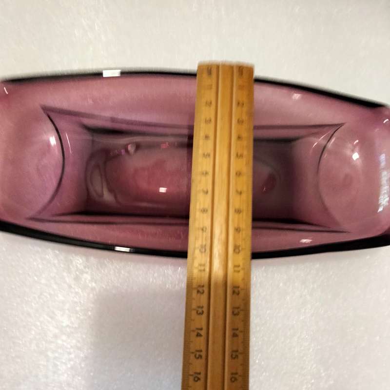 1940/60HAZEL Atlas glass company Amethyst relish dish+2crochet cloths Look at my Buy Now No Waiting