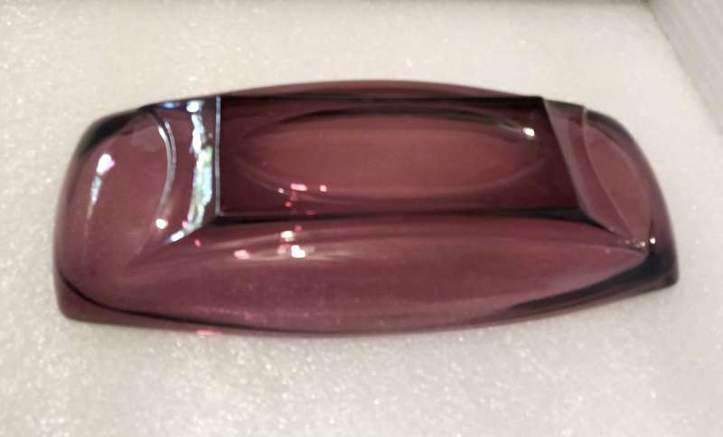 1940/60HAZEL Atlas glass company Amethyst relish dish+2crochet cloths Look at my Buy Now No Waiting