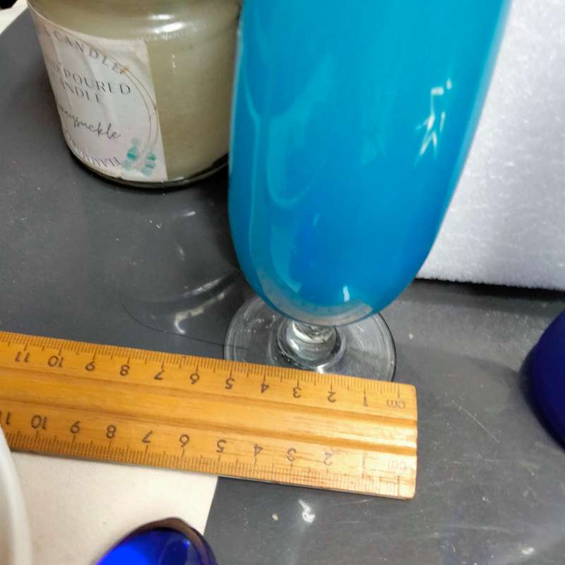 VASE Opaline cased blue graduating to deeper colour glass twist stem clear base Empoli ITALY