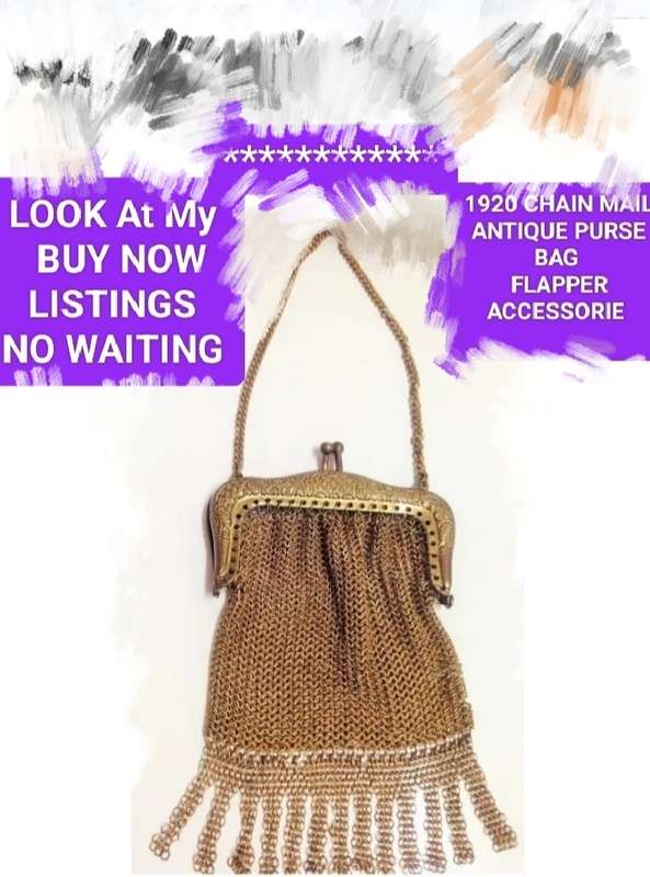 1940 Chain Mail Purse Gilt Metal LOOk At My BUY NOW LISTINGS  NO WAITING Waiting