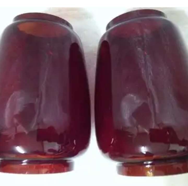 2 RUBY RED glass Oil/CANDLE Hurricane LAMP SHADE both for 1 bid