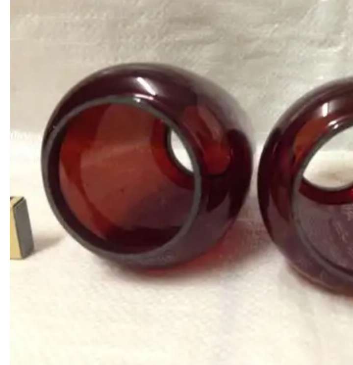 2 RUBY RED glass Oil/CANDLE Hurricane LAMP SHADE both for 1 bid