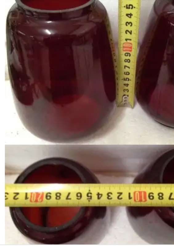 2 RUBY RED glass Oil/CANDLE Hurricane LAMP SHADE both for 1 bid