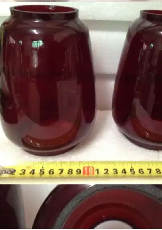 2 RUBY RED glass Oil/CANDLE Hurricane LAMP SHADE both for 1 bid